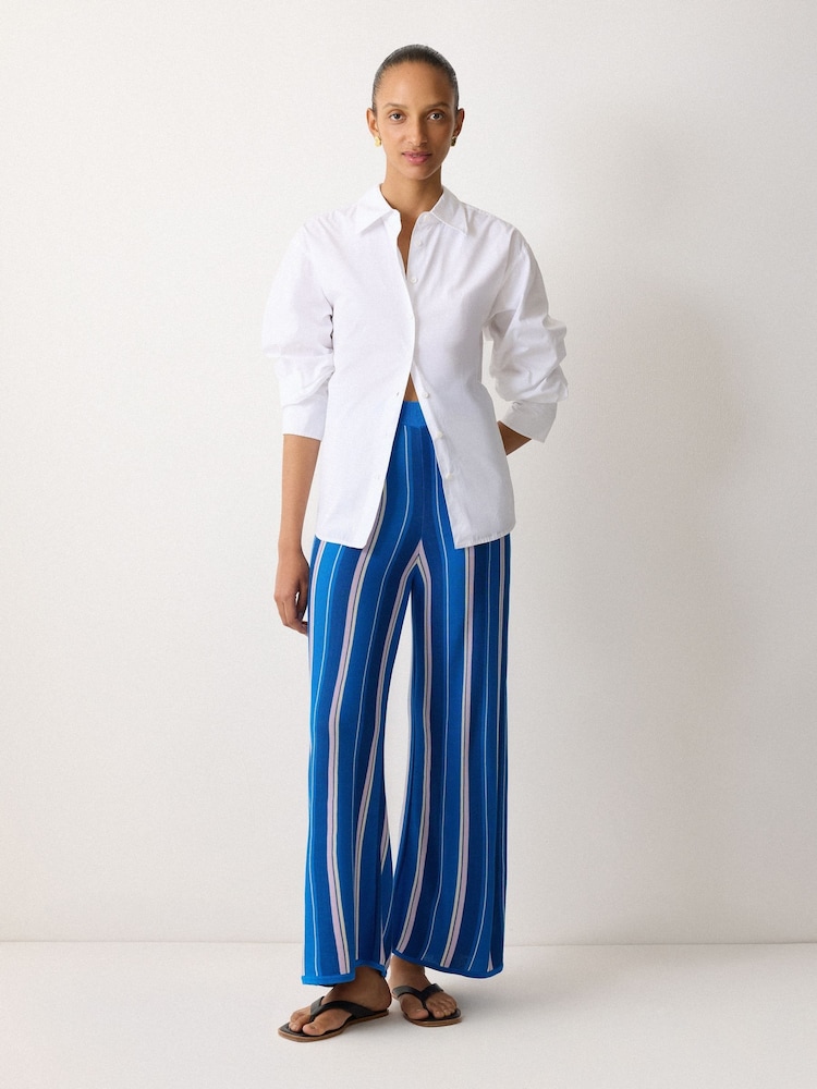 Jigsaw Blue Stripe Knitted Trousers - Image 2 of 6