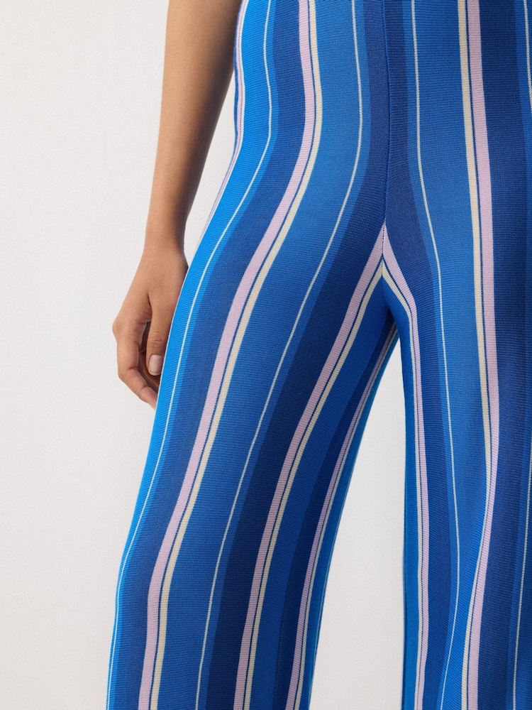 Jigsaw Blue Stripe Knitted Trousers - Image 6 of 6