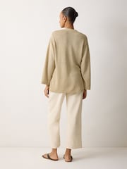 Jigsaw Natural 100% Linen V-Neck Slouchy Jumper - Image 5 of 6