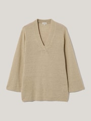 Jigsaw Natural 100% Linen V-Neck Slouchy Jumper - Image 6 of 6