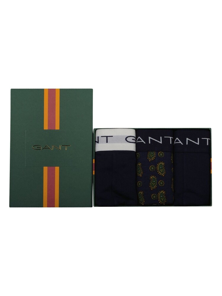 GANT Blue Paisley Print Stretch Cotton Boxers 3 Pack - Image 2 of 3 GANT Blue Paisley Print Stretch Cotton Boxers 3 Pack - Image 2 of 3