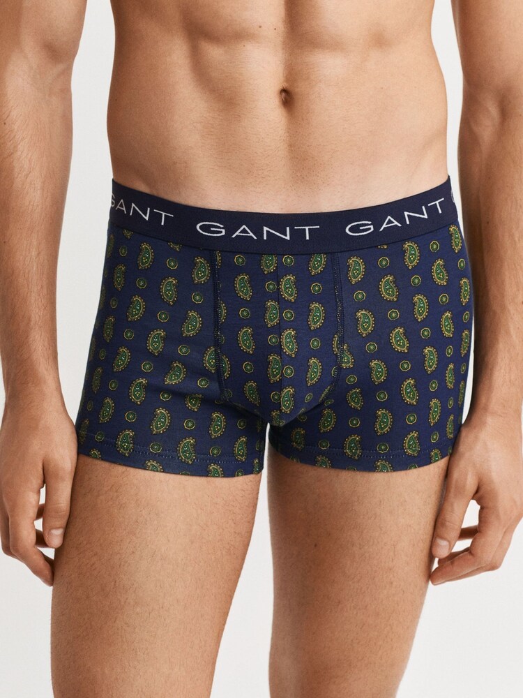 GANT Blue Paisley Print Stretch Cotton Boxers 3 Pack - Image 3 of 3 GANT Blue Paisley Print Stretch Cotton Boxers 3 Pack - Image 3 of 3