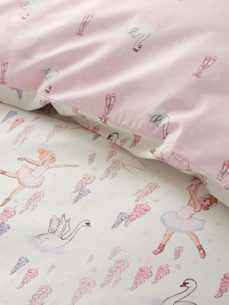 Belle & Boo Pink Ballerina Reversible Cotton Duvet Cover Set - Image 4 of 4