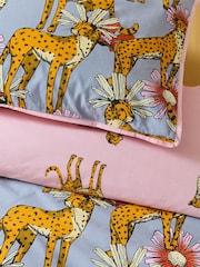 Their Nibs Grey Untamed Cheetah Cotton Reversible Duvet Cover Set - Image 4 of 5