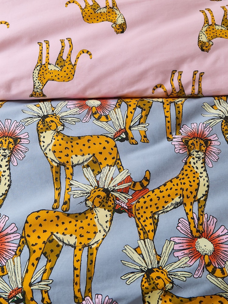 Their Nibs Grey Untamed Cheetah Cotton Reversible Duvet Cover Set - Image 5 of 5