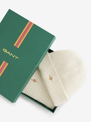 GANT Cream Shield Beanie and Scarf Gift Set - Image 3 of 4