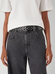Hush Black Leather Studded Eyelet Belt - Image 6 of 6
