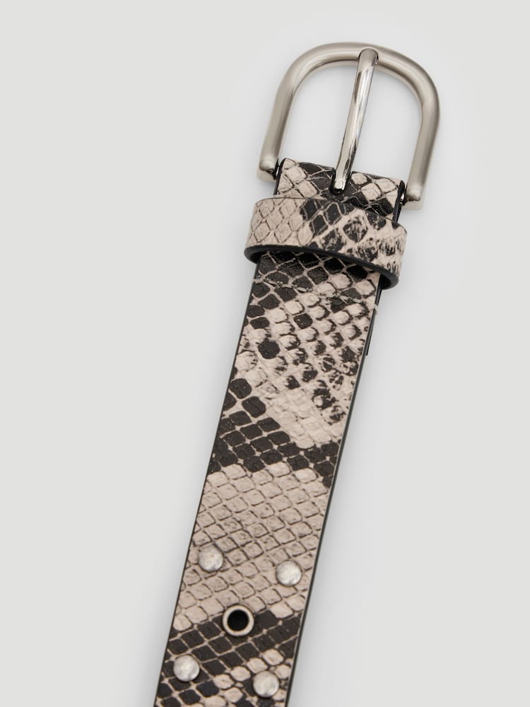 Hush Animal Print Leather Studded Eyelet Belt - Image 2 of 5