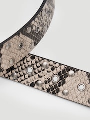 Hush Animal Print Leather Studded Eyelet Belt - Image 3 of 5