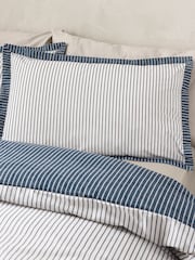 Catherine Lansfield Navy Blue Oxford Pinstripe Reversible Duvet Cover Set - Image 3 of 4