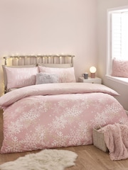 Catherine Lansfield Pink Baby Its Cold Outside Reversible Duvet Cover Set - Image 1 of 5