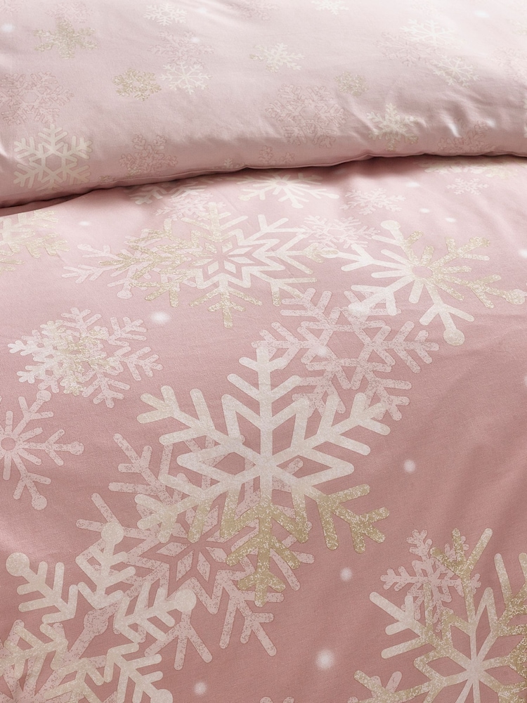 Catherine Lansfield Pink Baby Its Cold Outside Reversible Duvet Cover Set - Image 5 of 5