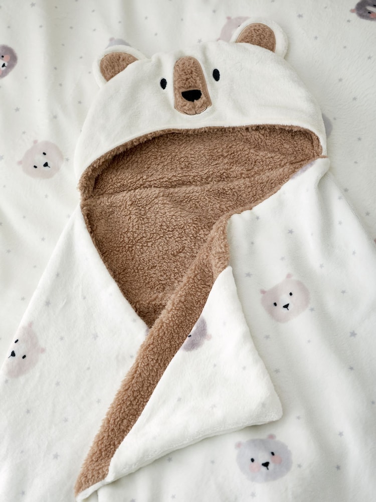 Catherine Lansfield Natural Cosy Bear So Soft Fleece Hooded Blanket - Image 1 of 3 Catherine Lansfield Natural Cosy Bear So Soft Fleece Hooded Blanket - Image 1 of 3