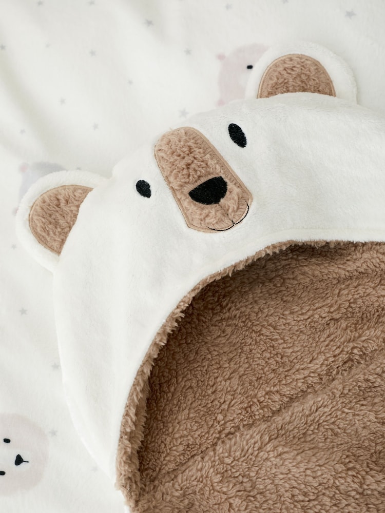 Catherine Lansfield Natural Cosy Bear So Soft Fleece Hooded Blanket - Image 2 of 3