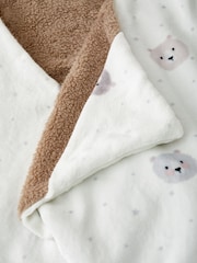 Catherine Lansfield Natural Cosy Bear So Soft Fleece Hooded Blanket - Image 3 of 3