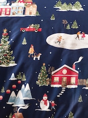 Catherine Lansfield Blue Christmas Ski Village Reversible Duvet Cover Set - Image 5 of 5