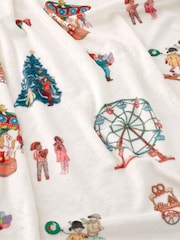 Belle & Boo Cream Christmas Fairground Cosy Fleece Blanket Throw - Image 3 of 4