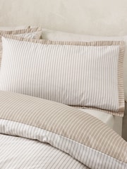 Catherine Lansfield Natural Oxford Pinstripe Reversible Duvet Cover Set - Image 4 of 5
