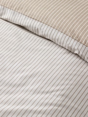Catherine Lansfield Natural Oxford Pinstripe Reversible Duvet Cover Set - Image 5 of 5