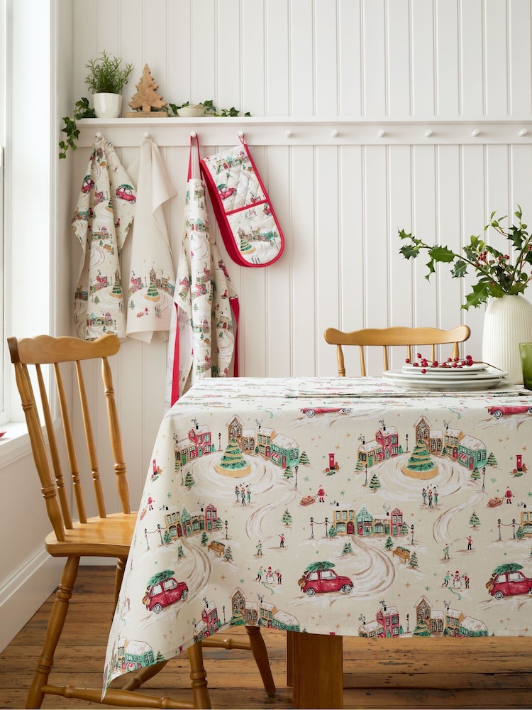 Catherine Lansfield Natural Christmas Town Cotton Table Cloth - Image 2 of 2