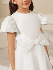 Lipsy White Holy Communion Heart Cut Out Tiered Occasion Dress (7-11yrs) - Image 3 of 5
