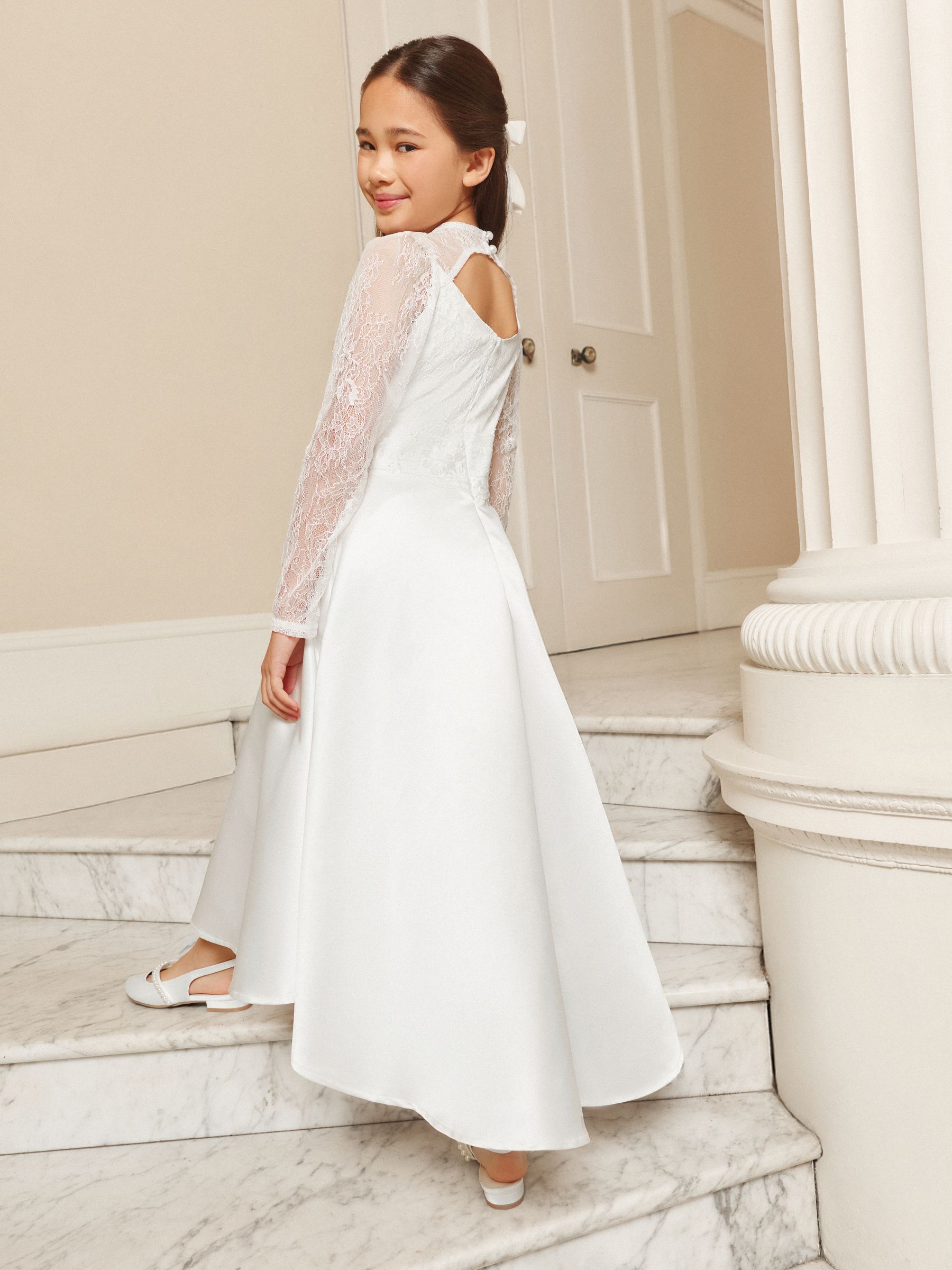 Buy Lipsy White Holy Communion Long Sleeve Lace Satin Occasion Dress  (7-11yrs) from Next USA