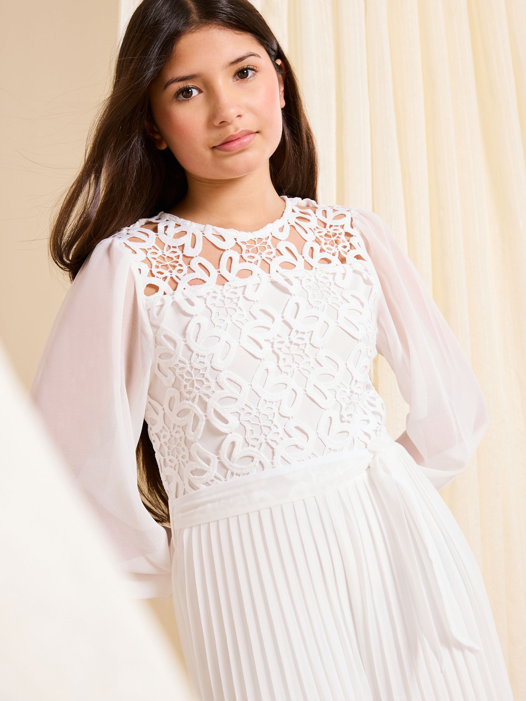 Buy Lipsy White Lace 2-in-1 Pleated Occasion Jumpsuit (5-16yrs