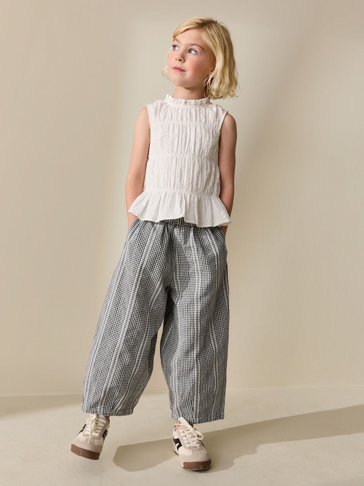 White Shirred Sleeveless Blouse (3-16yrs) - Image 2 of 3 White Shirred Sleeveless Blouse (3-16yrs) - Image 2 of 3