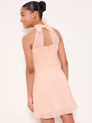 Lipsy Pink Embellished Pleated Mini Occasion Dress (5-16yrs) - Image 4 of 4