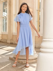 Lipsy Cornflower Blue 3D Corsage Occasion Dress (5-16yrs) - Image 1 of 4