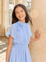 Lipsy Cornflower Blue 3D Corsage Occasion Dress (5-16yrs) - Image 2 of 4