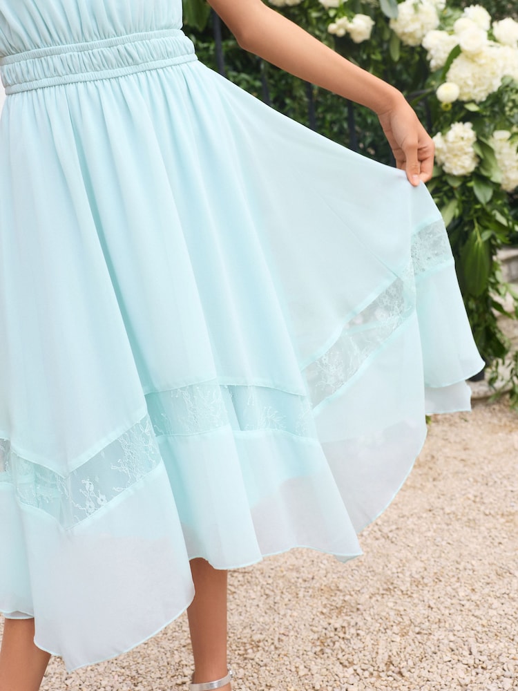 Lipsy Mint Green Lace Hanky Hem Occasion Dress (5-16yrs) - Image 2 of 5 Lipsy Mint Green Lace Hanky Hem Occasion Dress (5-16yrs) - Image 2 of 5