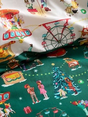 Belle & Boo Green Christmas Fairground Reversible Duvet Cover Set - Image 5 of 5