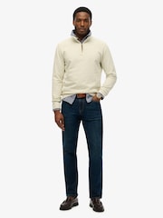 Superdry Cream Classic Essential Half Zip Jumper - Image 1 of 4