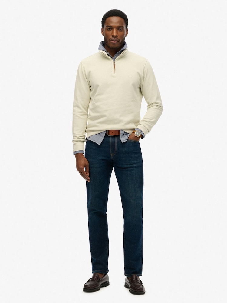 Superdry Cream Classic Essential Half Zip Jumper - Image 1 of 4