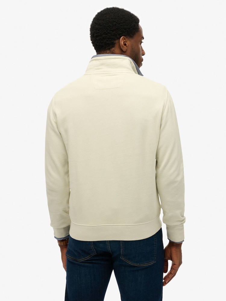 Superdry Cream Classic Essential Half Zip Jumper - Image 2 of 4