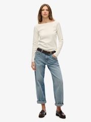 Superdry White Bardot Off Shoulder Top - Image 1 of 3