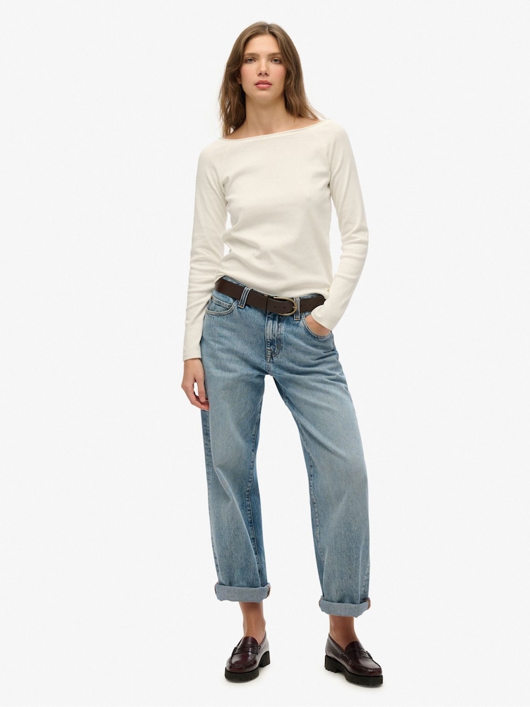 Superdry White Bardot Off Shoulder Top - Image 1 of 3