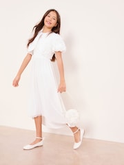 Lipsy White 3D Flower Occasion Bolero Cardigan (5-16yrs) - Image 3 of 4