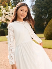 Ivoriu din dantelă - Cardigan bolero pentru ocazie Lipsy (5-16ani) - Imaginea 1 din 4