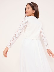 Ivoriu din dantelă - Cardigan bolero pentru ocazie Lipsy (5-16ani) - Imaginea 4 din 4