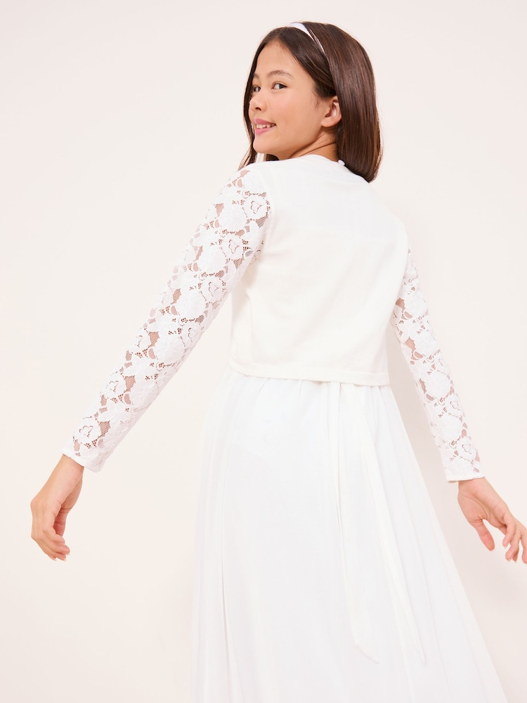 Ivoriu din dantelă - Cardigan bolero pentru ocazie Lipsy (5-16ani) - Imaginea 4 din 4