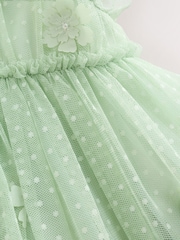Mint Green Mesh Flower Girl Dress (3-16yrs) - Image 8 of 10