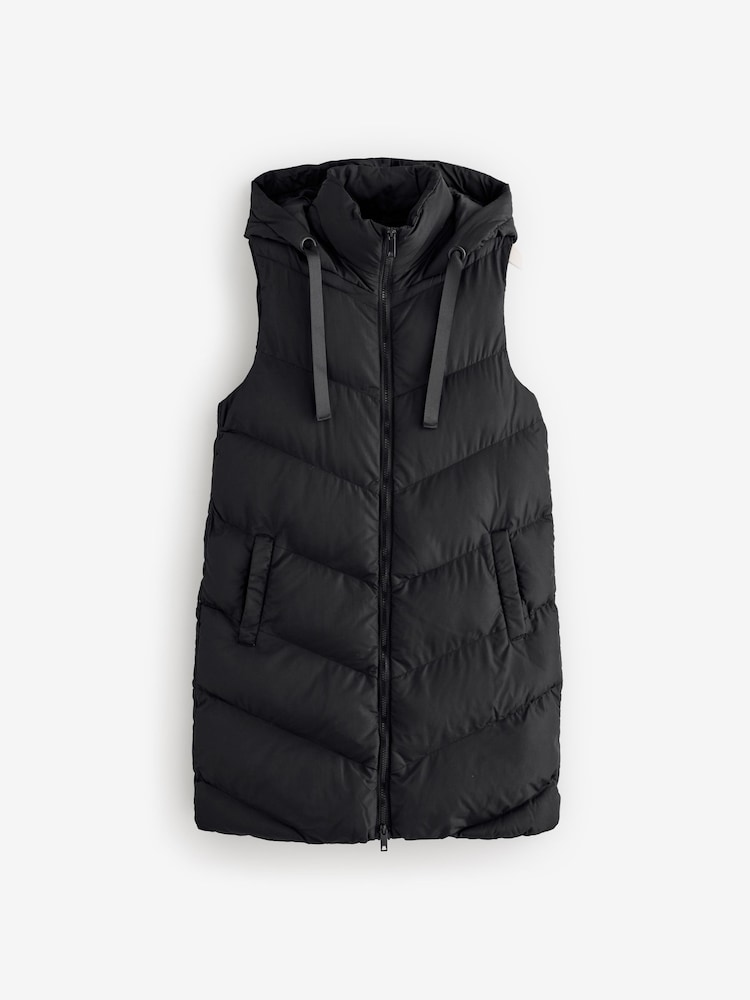 Threadbare Black Longline Padded Gilet - Image 5 of 5