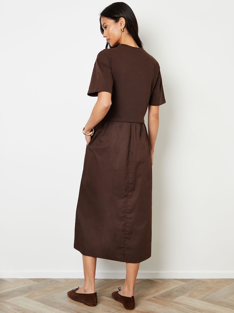 Vestido de moletom Threadbare 2-in-1 com saia de popeline - Imagem 2 de 4