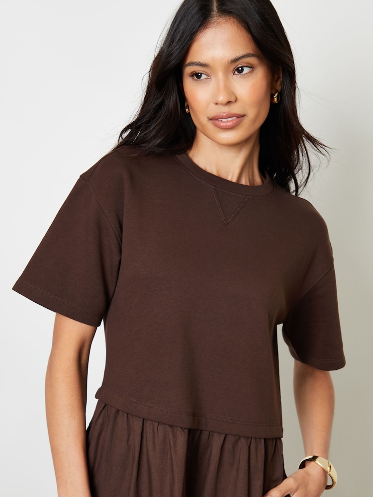Vestido de moletom Threadbare 2-in-1 com saia de popeline - Imagem 4 de 4