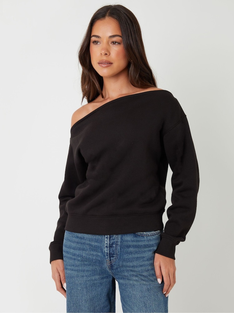 Threadbare Black Slash Neck Sweatshirts 2 Pack - Image 2 of 5 Threadbare Black Slash Neck Sweatshirts 2 Pack - Image 2 of 5