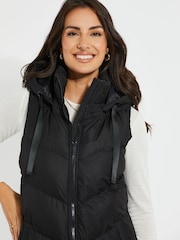 Threadbare Black Curve Longline Padded Gilet - Image 4 of 4
