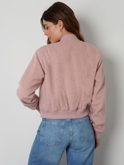 Threadbare Pink Brushed Cropped Bomber Jacket - Image 2 of 5