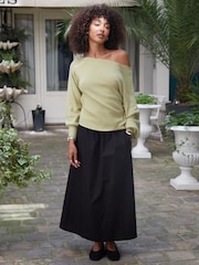 Threadbare Green Slash Neck Knitted Jumper - Image 3 of 4